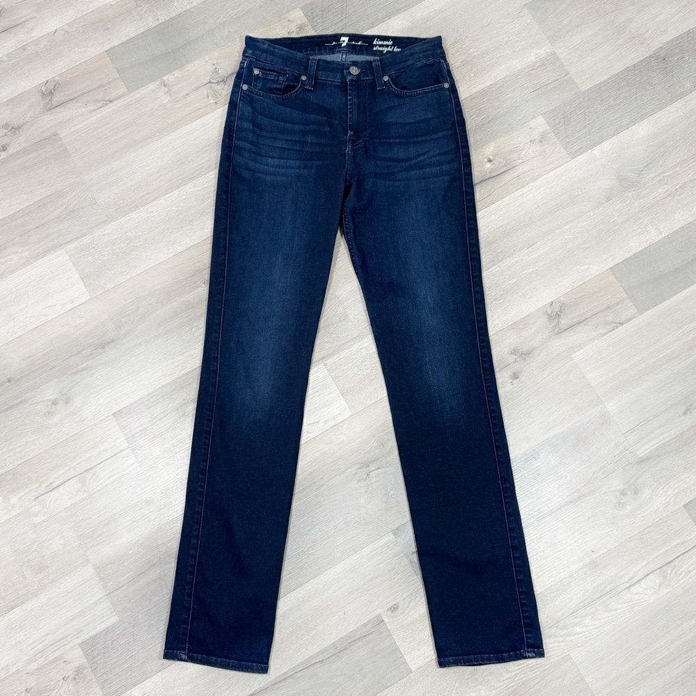 7 For All Mankind Kimmie Straight Leg Jeans Dark Blue 28 - Picture 4 of 14
